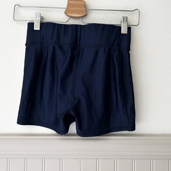 Under Armour Small Compression Navy Blue Athletic Fold Over Logo Shorts - Picture 5 of 7